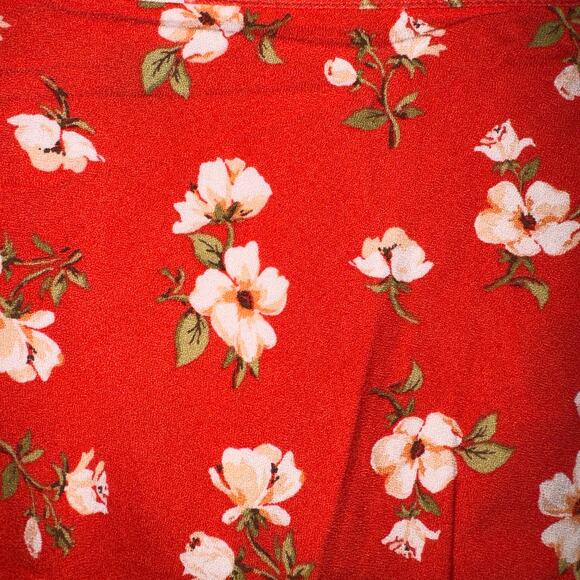 Old navy Crepe A-Line red floral Midi Skirt women’s size petite small - Picture 4 of 6